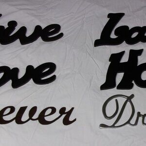 DECROTIVE WALL HANGING SIGNS WOOD/METAL DREAM, FOREVER, LOVE, LAUGH, LIVE, HOPE